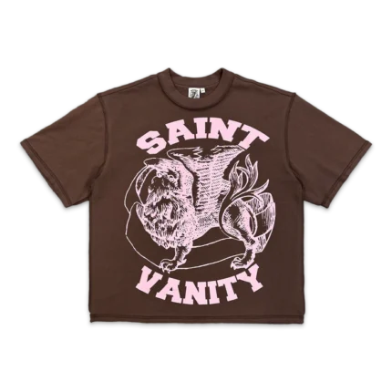 Saint Vanity Griffin Logo Tee “Brown/Pink”